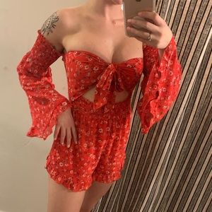 Red tie romper